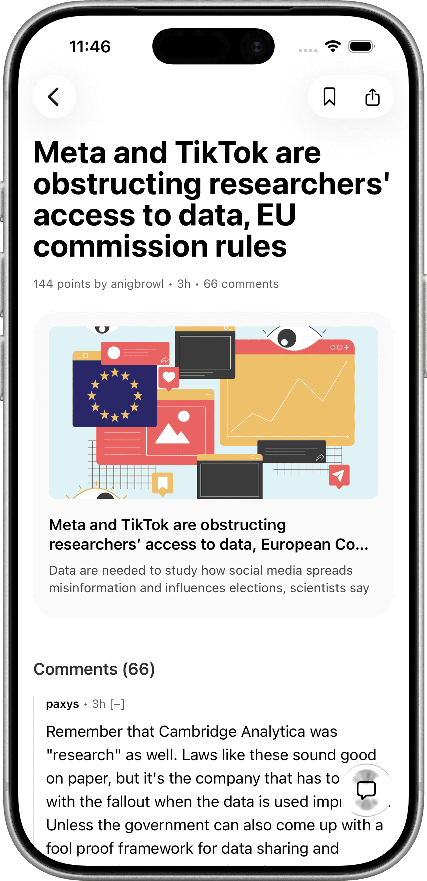 Threaded discussions in Hacker Reader