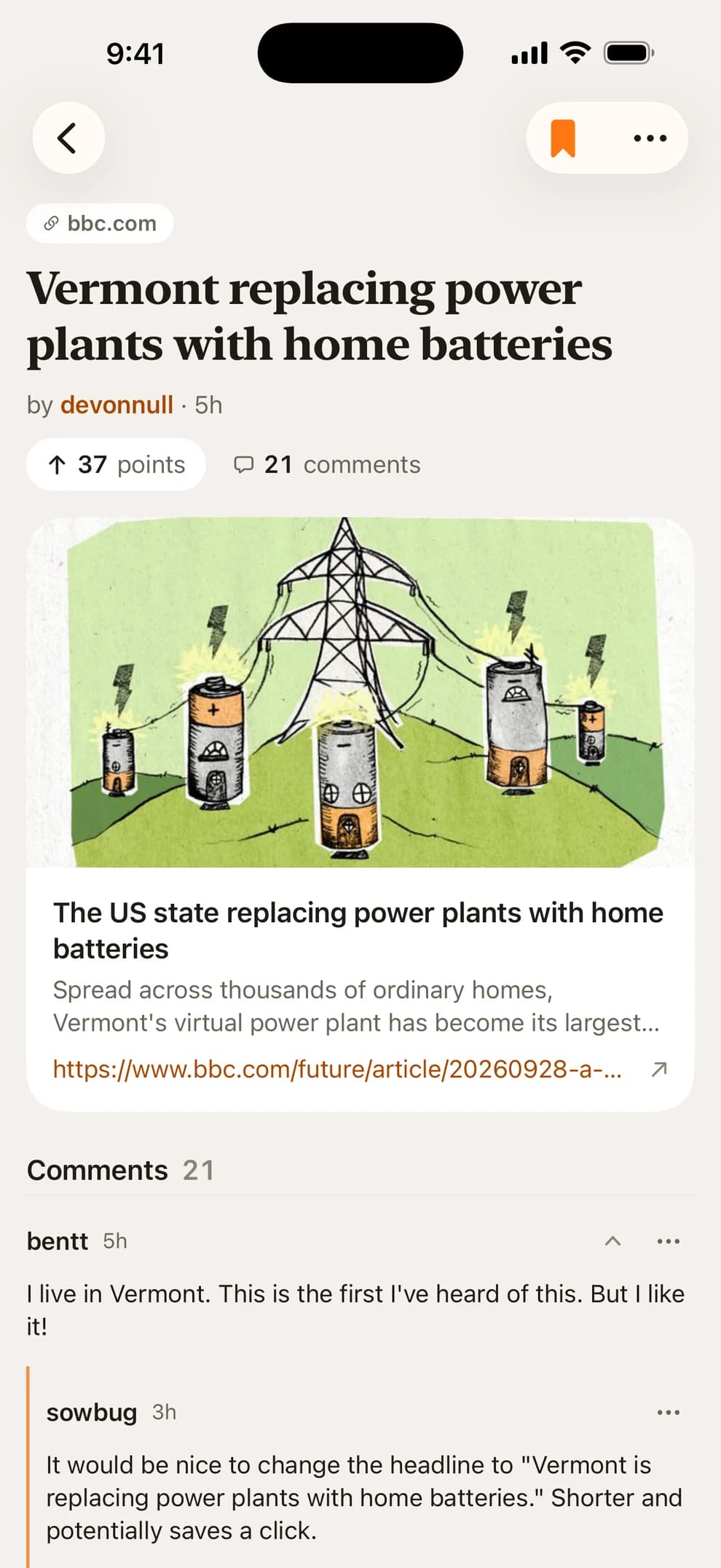 A story page in Light Mode